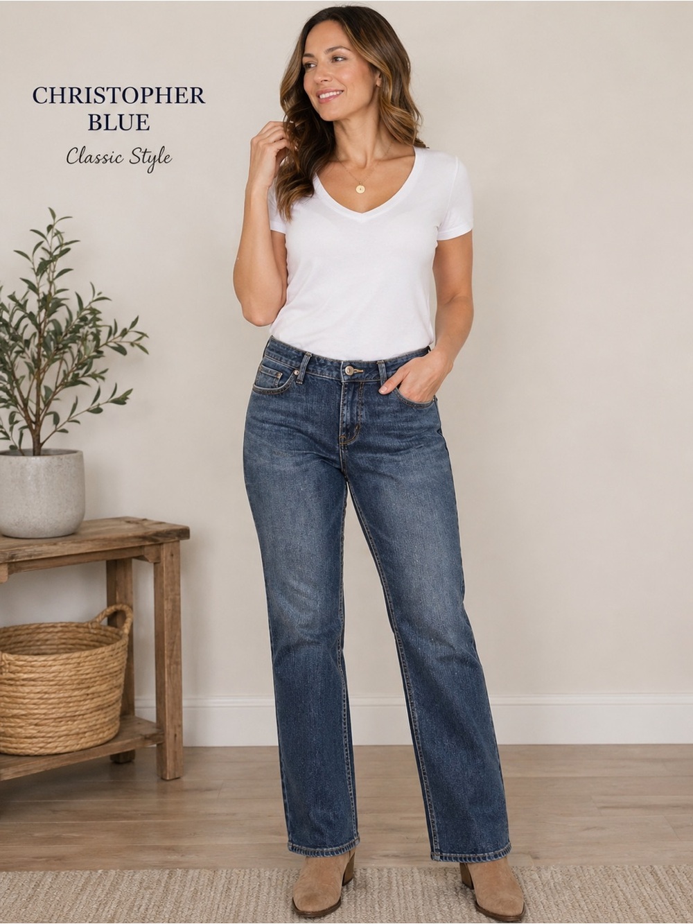 Premium Straight Leg Jeans • Tailored Fit Dark Wash Denim • Classic Elevated S